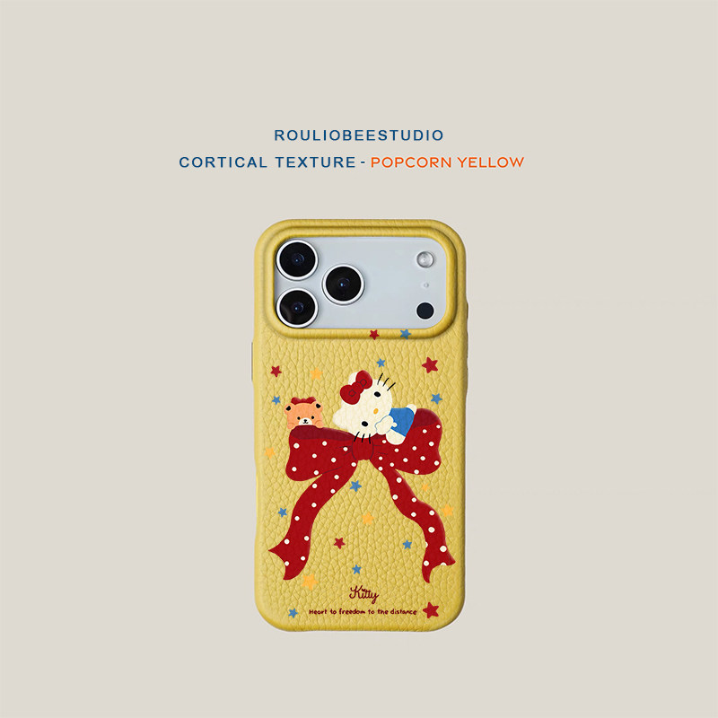 蝴蝶结凯蒂猫适用iPhone17promax苹果16pro手机壳华为Mate80新款高颜值皮纹荣耀500多色vivox300小米17Pro软