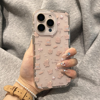 奶呼呼的小熊适用苹果16/15promax手机壳iphone14pro可爱卡通13软壳12女新款11高透透明xs肤感防摔plus情侣xr