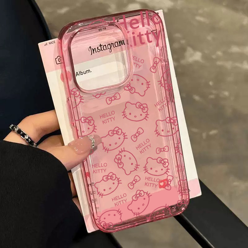 满屏粉色Kitty猫适用苹果16promax手机壳iphone14pro新款13高级感12可爱11保护套15promax全包防摔15硅胶透明
