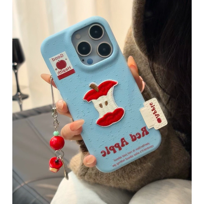 蓝色刺绣苹果适用iPhone17promax苹果16手机壳华为Pura70新款立体贴件vivox200高颜值皮纹小米17Promax防摔软