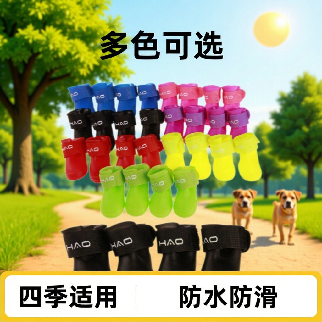 宠物狗狗雨鞋子四季防泥水 4支装/套 跨境宠物用品 现货供应