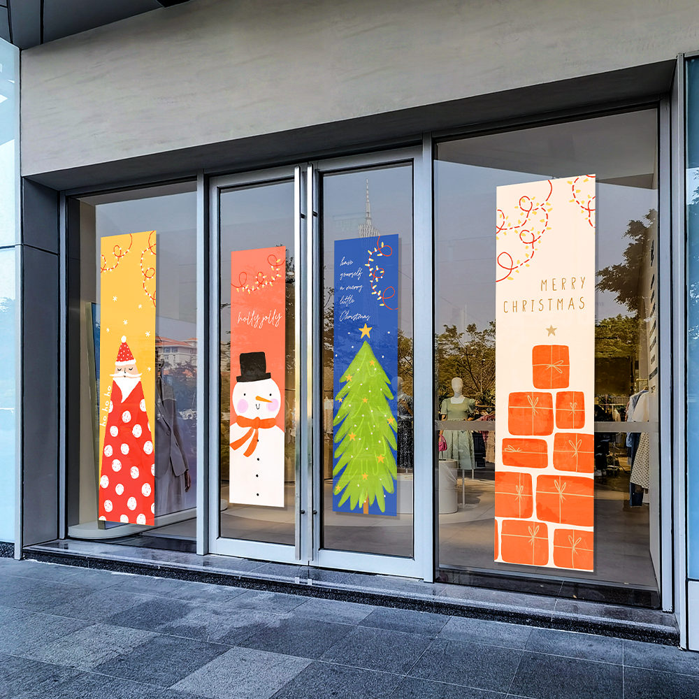 美哲圣诞玻璃贴纸静电无胶防水