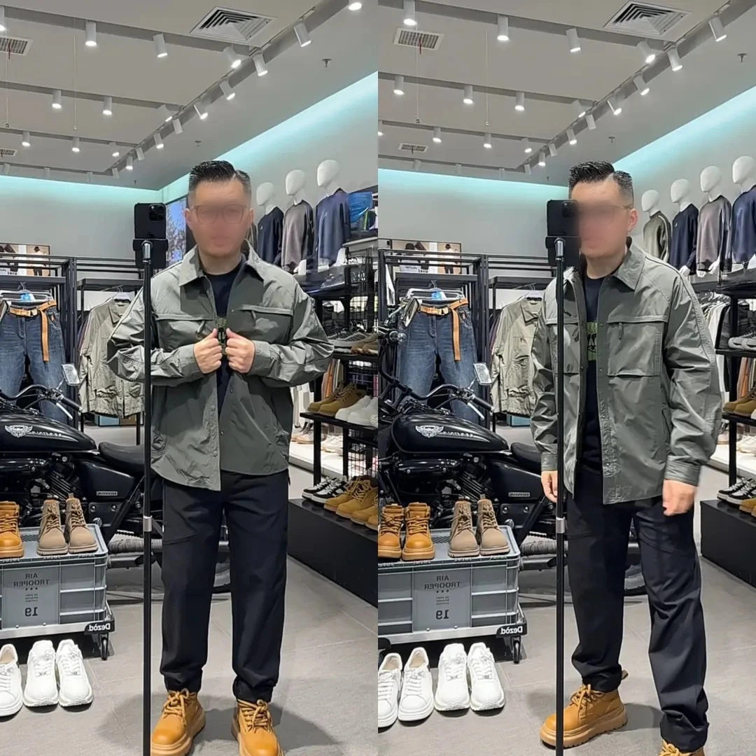 春季设计款立体裁剪工装衬衫式夹克男士时尚百搭美式休闲翻领外套