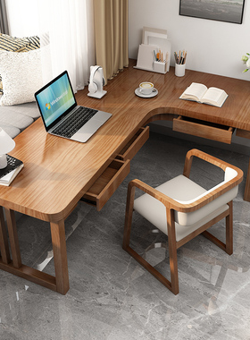 实木转角书桌拐角台式电脑桌卧室L型学习桌家用写字工作台转角桌