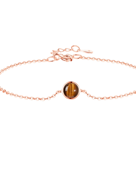 天然虎眼石手链女925银