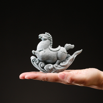 陶瓷马茶宠摆件精品茶玩创意摇摇小马家居客厅书房装饰品吉祥礼物