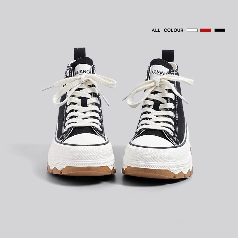 爆款帆布高帮鞋女厚底板鞋