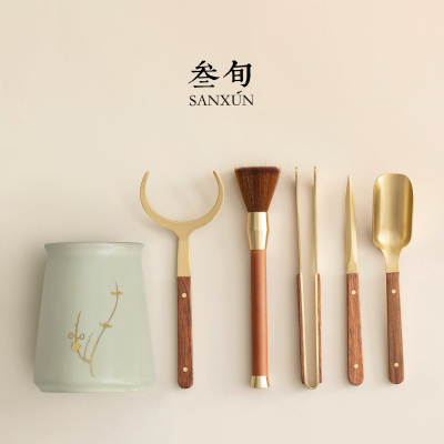 锔钉汝窑茶道六君子套装高端
