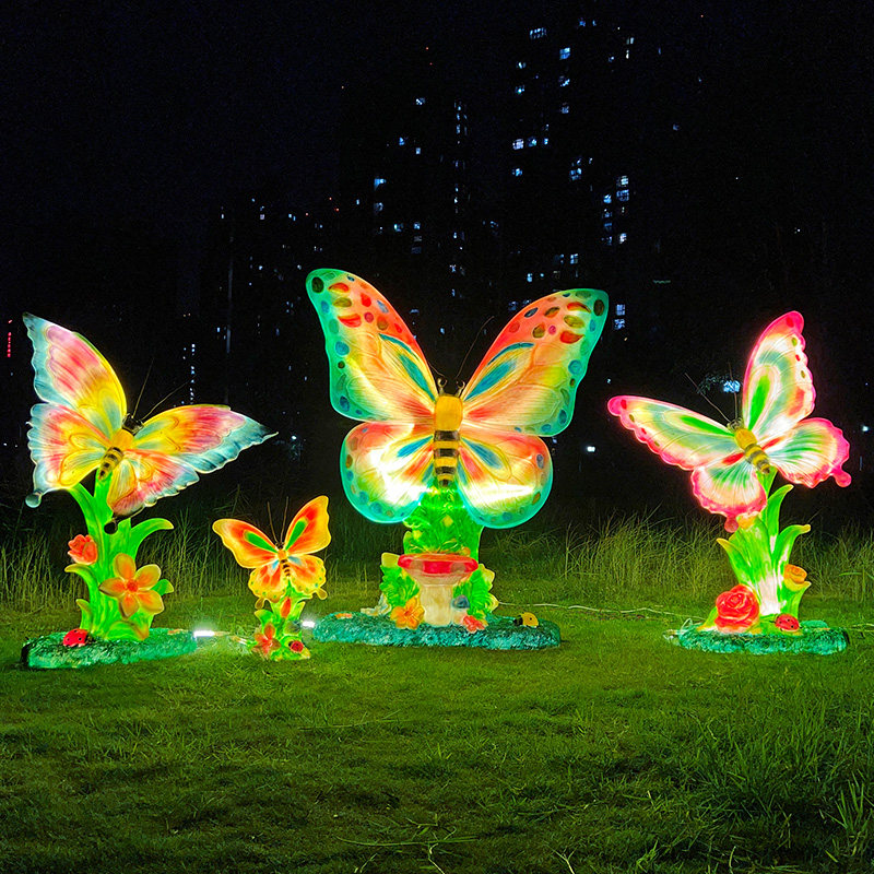 仿真蝴蝶雕塑园林景区公园景观花海户外网红打卡拍照装饰发光摆件