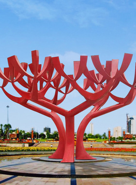 加工定制抽象不锈钢大型户外园林景观雕塑 公园广场婚庆主题雕塑