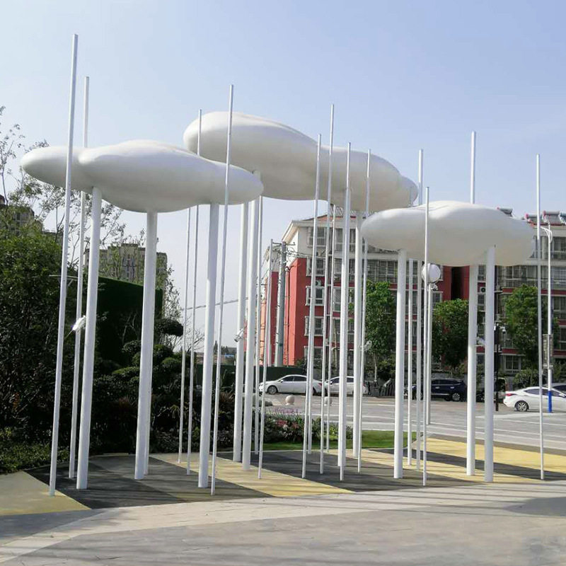 雕塑公司城市广场户外大型玻璃钢云朵雕塑 园林景观灯光小品