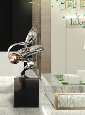 加工定制304不锈钢飘带雕塑 酒店大堂大型户外园林景观抽象小品