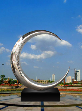 湖南雕塑工厂加工定制大型广场园林景观小品 304不锈钢圆环雕塑