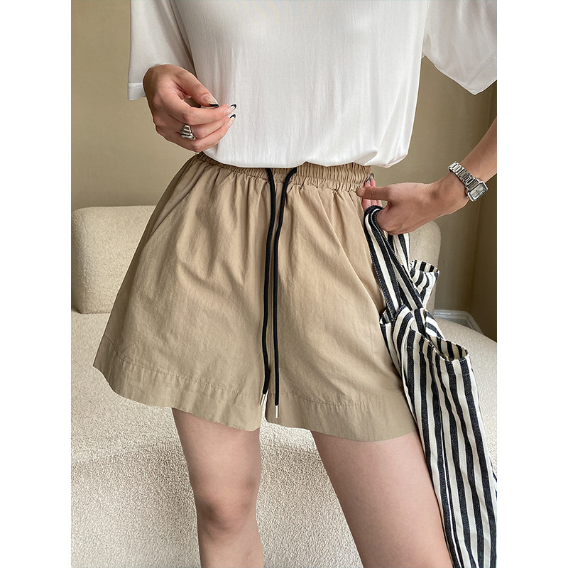 司南 舒适百搭系列 全棉水洗薄感抽绳A字阔腿裤休闲短裤