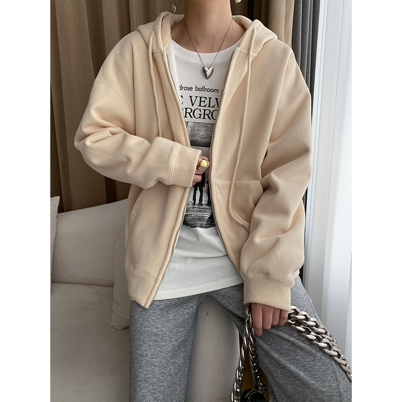 司南 美式风休闲简约运动宽松加绒厚连帽卫衣外套秋冬新款