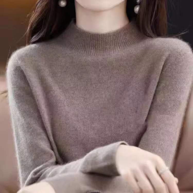1礼盒定制【爆款秒杀】半高领针织衫毛衣女圆领V领宽松百搭打底衫