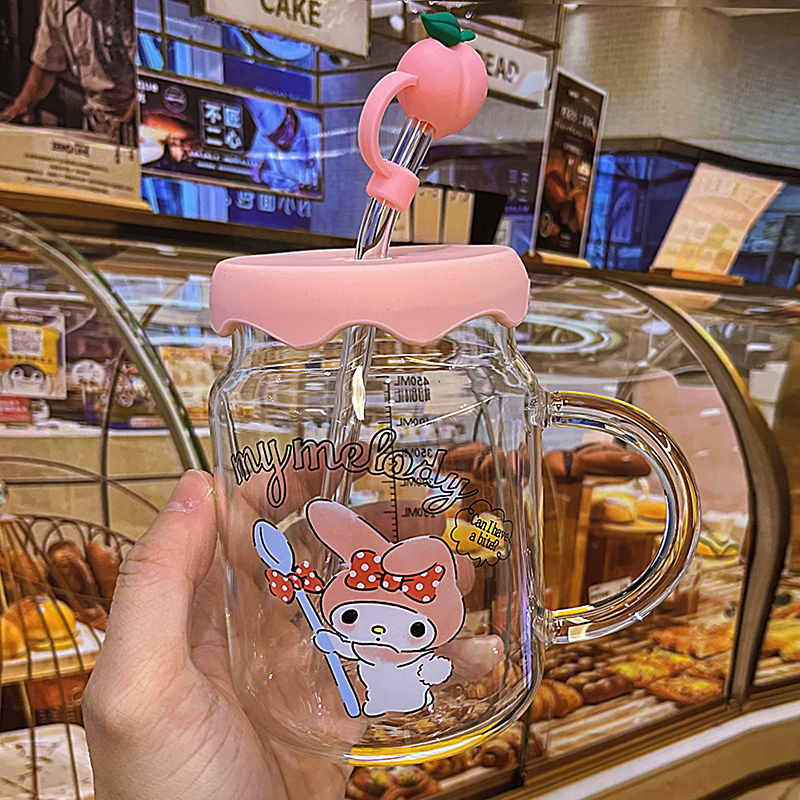 ins夏季可爱玻璃吸管杯耐高温马克杯儿童实用生日礼物送女生闺蜜
