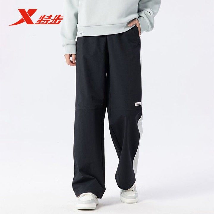 特步2025春季新款梭织长裤女士条纹休闲裤宽松直筒裤975128560439,运动服/休闲服装,运动长裤,淘宝优惠券,粉丝福利购,淘宝优惠卷