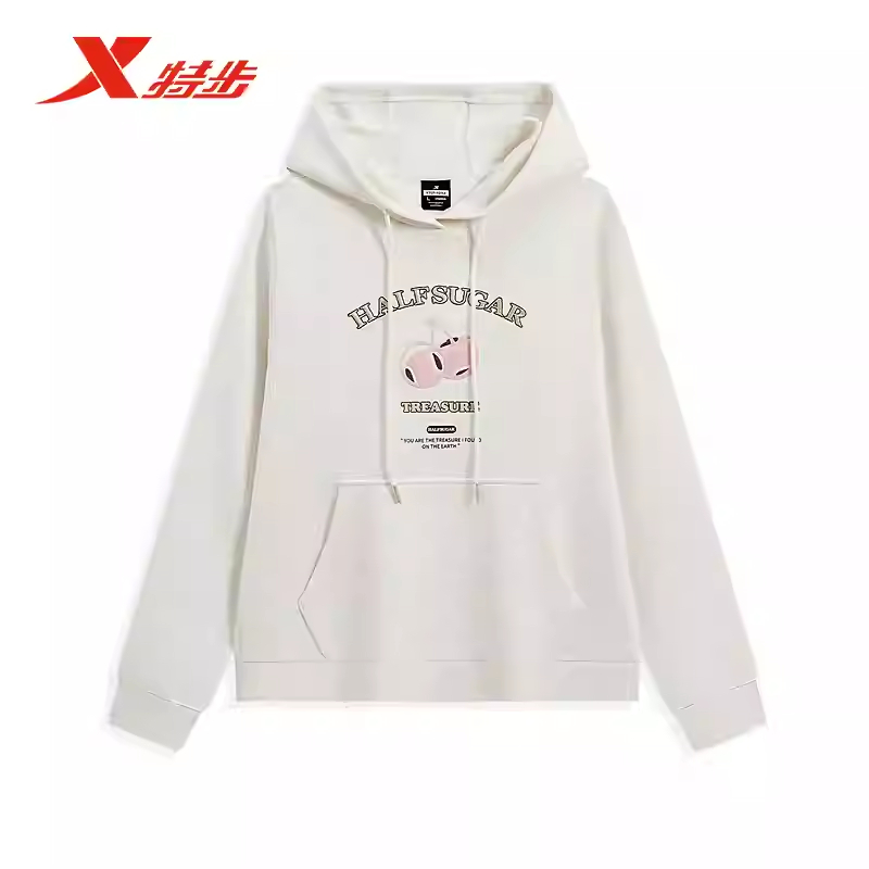 特步连帽卫衣女2025春季新款