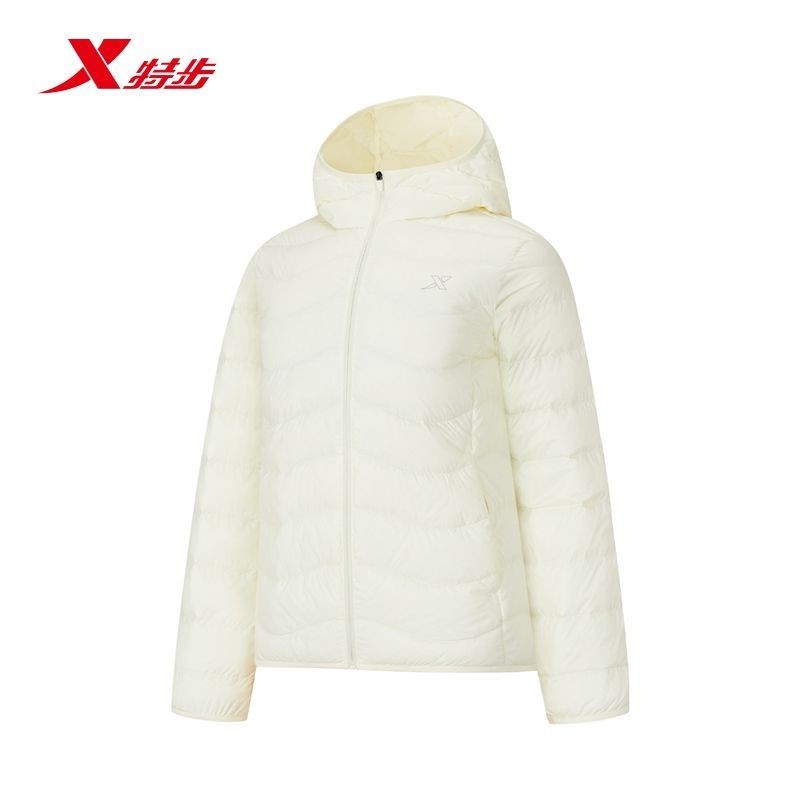 特步女轻薄保暖防泼水羽绒服26冬