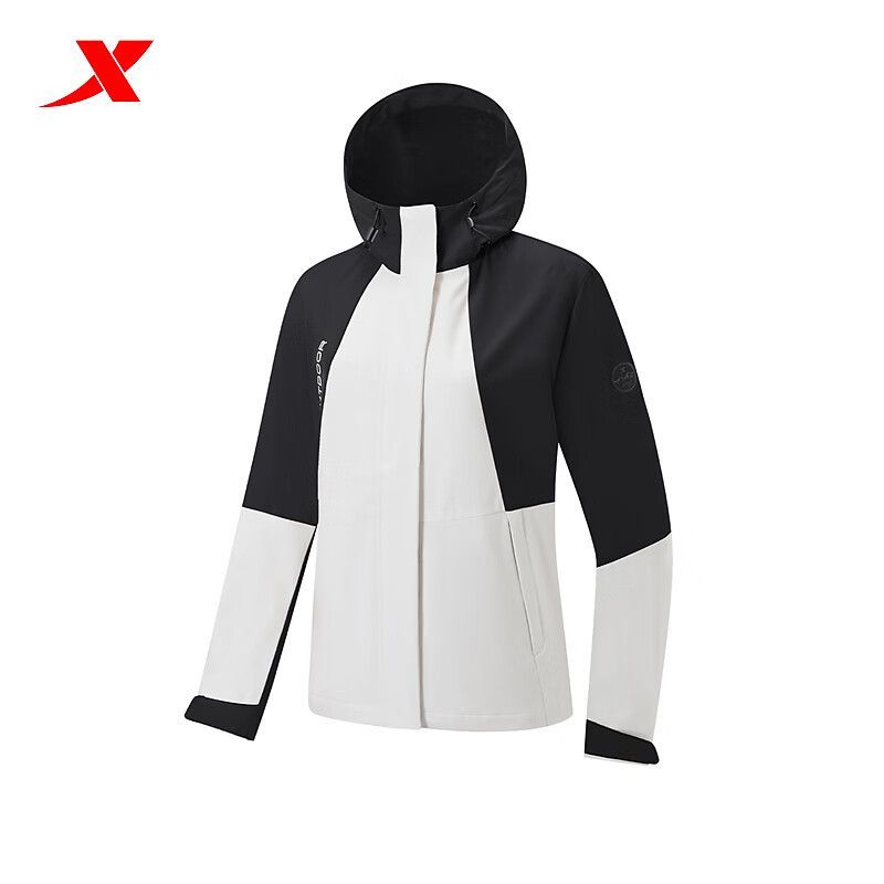 特步连帽外套女2025年秋季新款户外女装保暖冲锋风衣975328160059