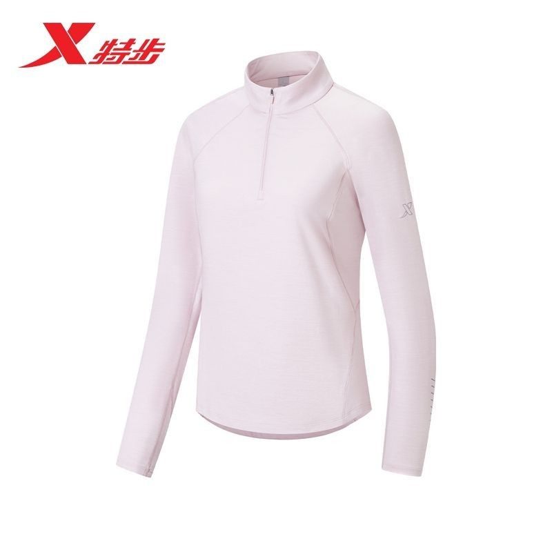 特步全民畅跑长袖T恤女2026春季新款训练服运动上衣974128030084