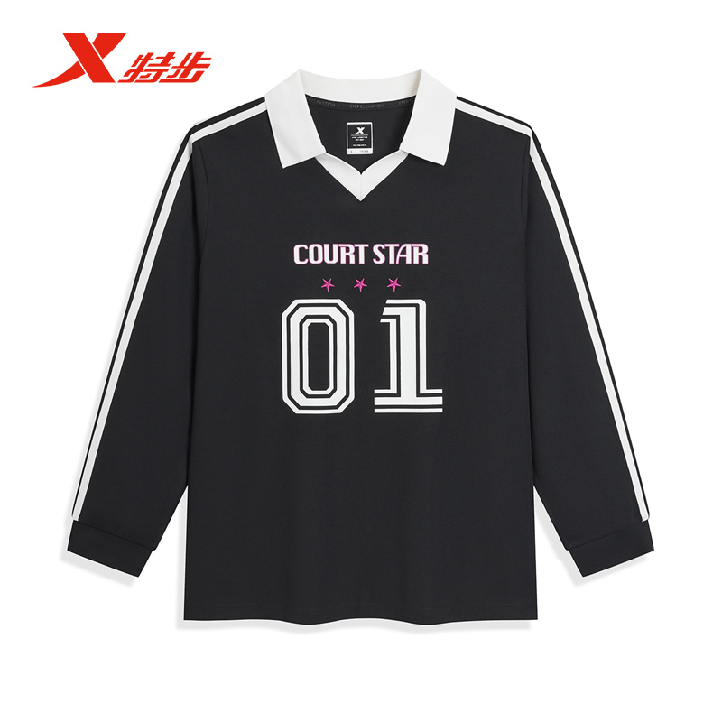 特步女子长袖针织衫2025秋季