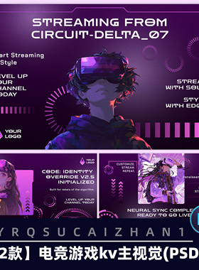 N104未来科技赛博朋克动漫播客封面艺术游戏动漫海报psd主视觉kv