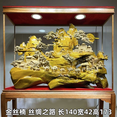 名木根艺金丝楠丝绸之路客厅木雕摆件好寓意工艺品纯手工实木雕刻