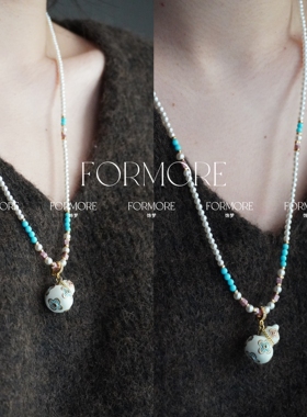 新中式国风葫芦珍珠项链珐琅滴油项链耳钉四叶花高级感施家珍珠