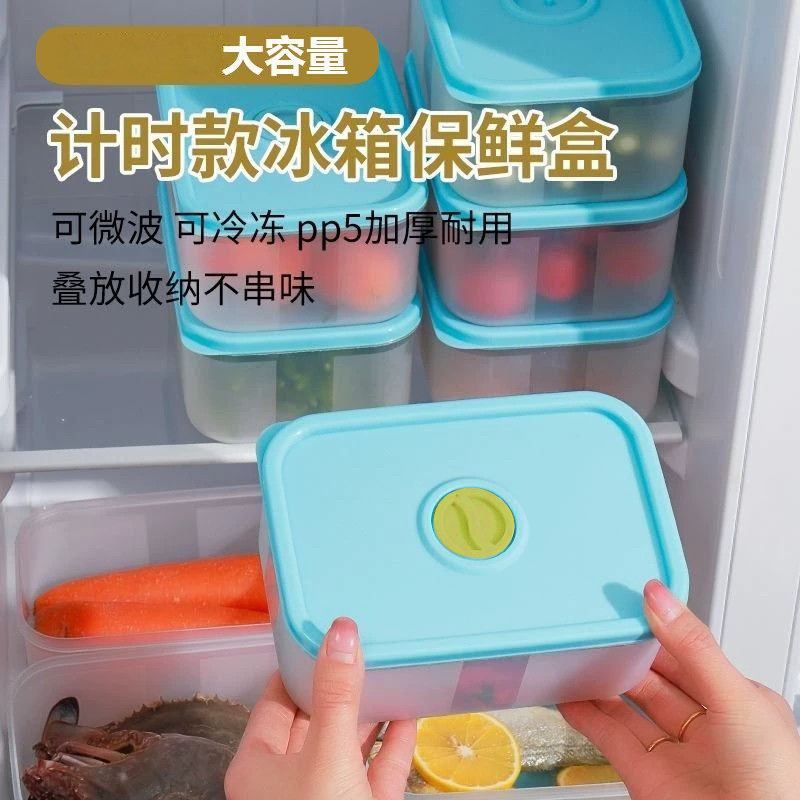 【便宜卖】长方形饭盒计时保鲜盒蔬菜便当盒冰箱冷冻分装盒批发