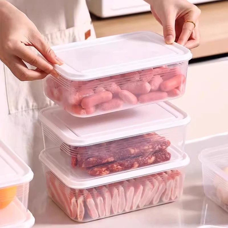 【1200ml超大】冰箱冻肉保鲜盒厨房备菜分装耐冷冻塑料盒长方形级