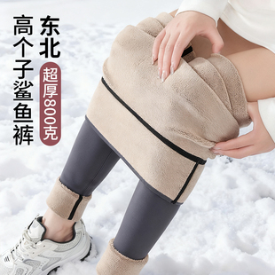 高个子800克鲨鱼裤加长女外穿冬季打底驼绒保暖东北零下40度棉裤