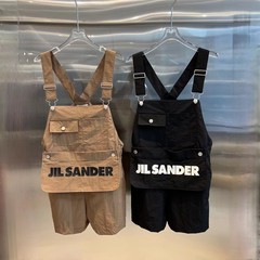 JIL背带裤SANDER2023春夏新品字母印花宽松显瘦学院风背带短裤女