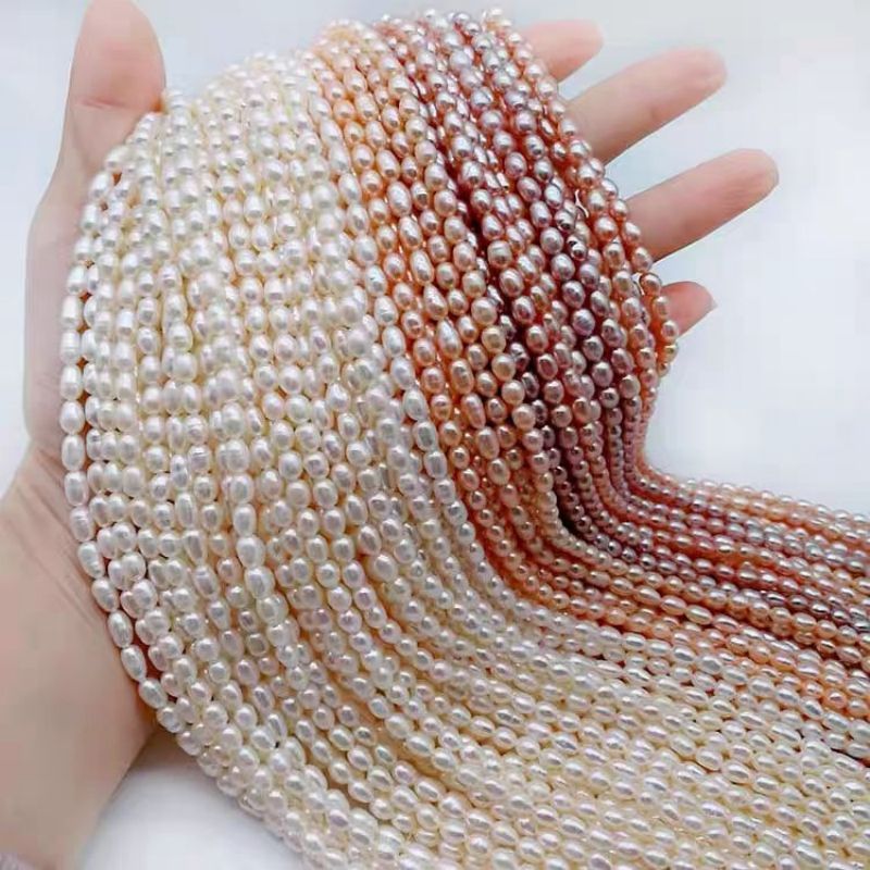 天然淡水珍珠项链米珠项链美人泪珍珠项链送女友闺蜜3-4mm