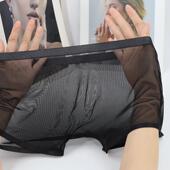 内裤 网纱透明透视薄款 情趣诱惑裤 男夏季 骚透气 冰丝内裤 男士