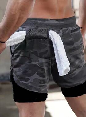 跑步短裤男运动马拉松田径美式夏季速干内衬假两件训练健身装备