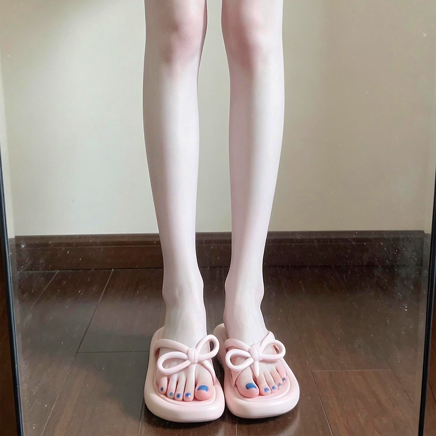 蝴蝶结人字拖鞋女夏季外穿旅游海边沙滩防滑粉色少女心夹脚凉拖鞋