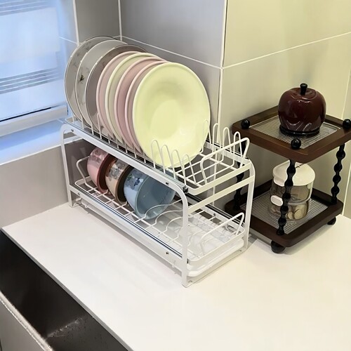 小型厨房神器可抽拉双层碗架