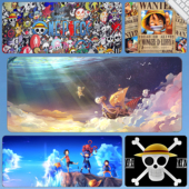 桌垫海贼王鼠标垫超大号动漫路飞索隆艾斯长款 加厚锁边书桌电脑