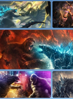 哥斯拉桌垫超大号基多拉锁边金刚鼠标垫办公鼠标键盘垫子支持定制