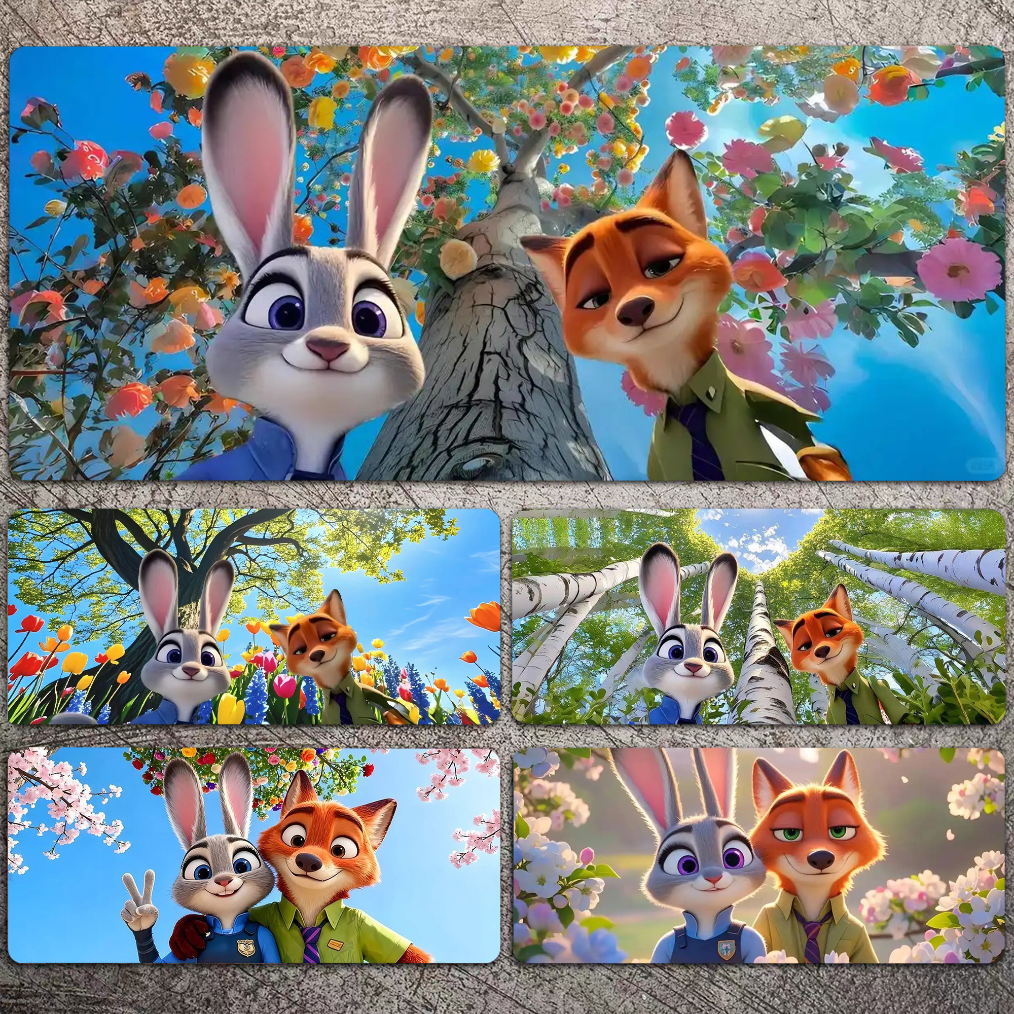 疯狂动物城尼克朱迪周边鼠标垫超大号加厚办公电脑桌垫游戏键盘垫