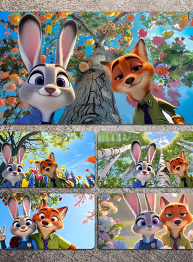 疯狂动物城尼克朱迪周边鼠标垫超大号加厚办公电脑桌垫游戏键盘垫