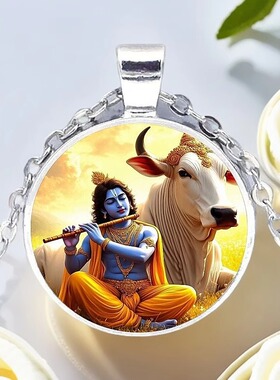 印度黑天Krishna奎师那克里希那护身符吊坠2.5cm