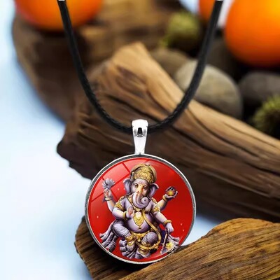 印度瑜伽冥想Ganesha象头神快乐财富护身符吊坠2.5cm