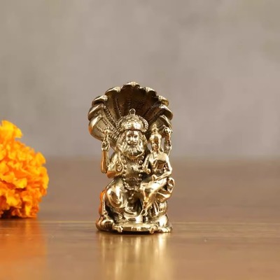 印度黄铜微型 毗湿奴Narsimha Lakshmi 神像 - 2 英寸迷你