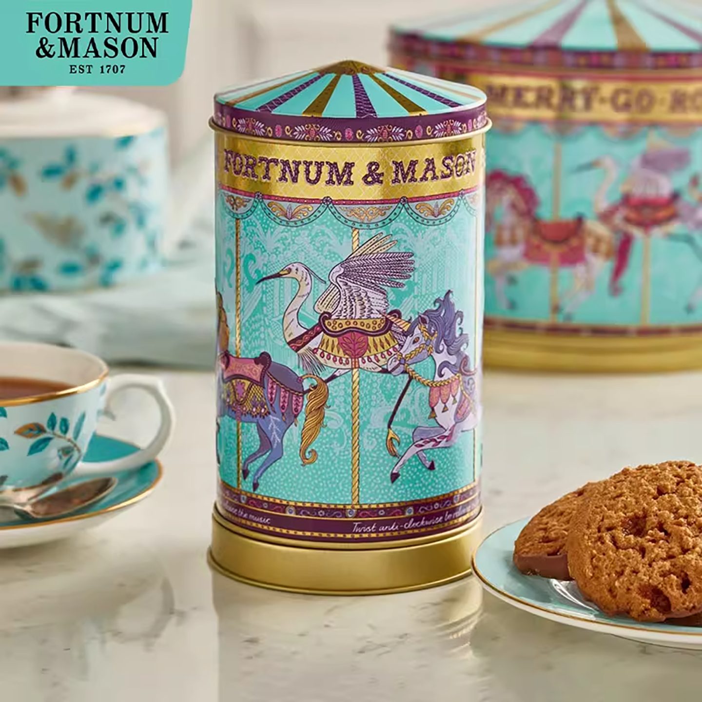 英国福南梅森旋转木马音乐盒饼干