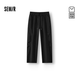 森马休闲裤 机能黑色裤 男冬季 2025新款 子M 加绒宽松弧形裤 商场同款