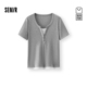 森马短袖 T恤女夏季 短款 商场同款 撞色假两件正肩紧身2026款 上衣M
