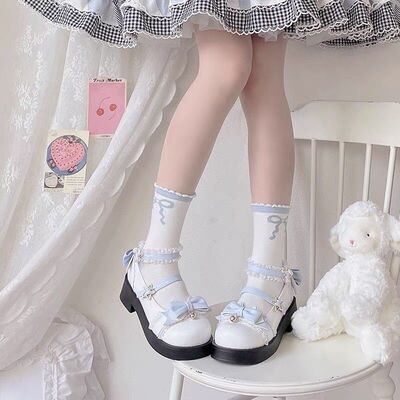 superpink【星语心愿】原创lolita日系花边蝴蝶结平底圆头单鞋女